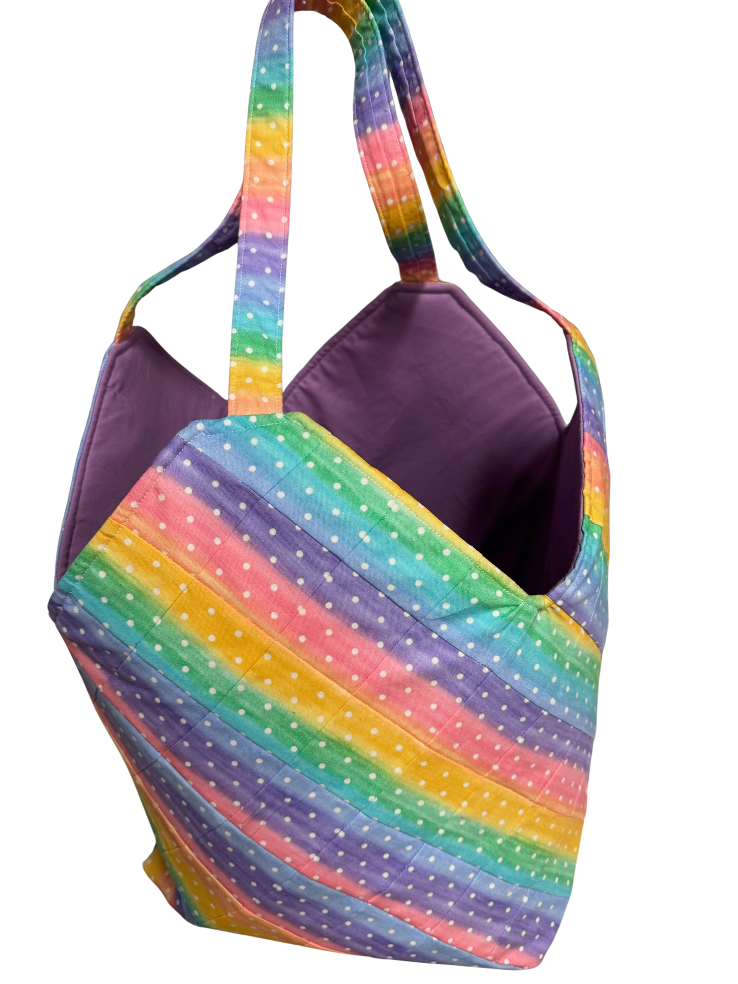 Handmade Quilted Pastel Rainbow Tote