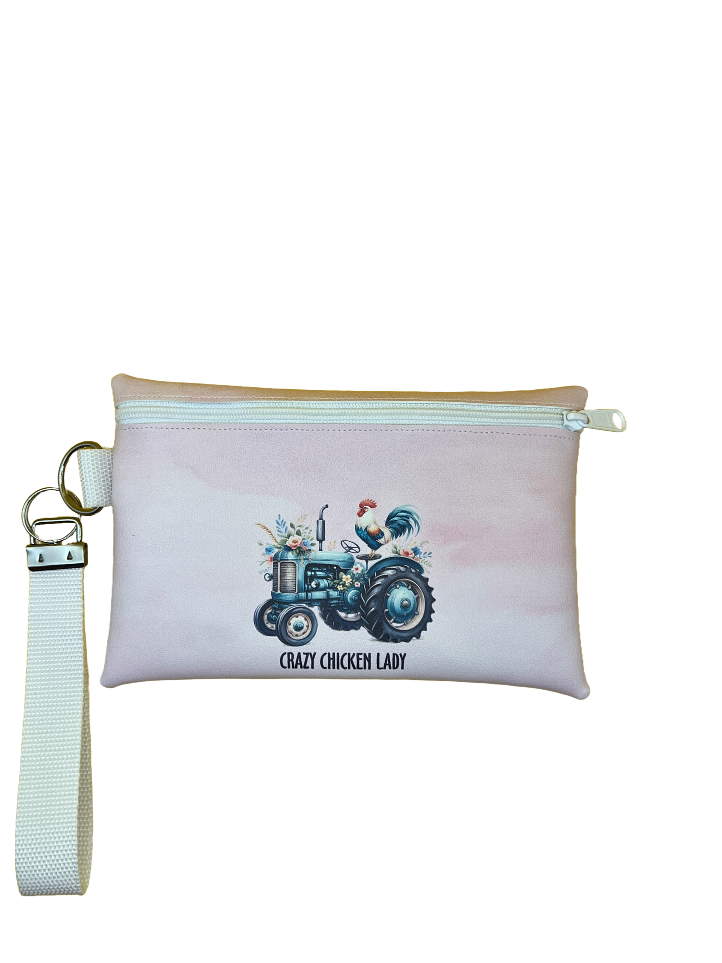6X9 Vinyl Zipper Crazy Chicken Lady Bag Wristlet
