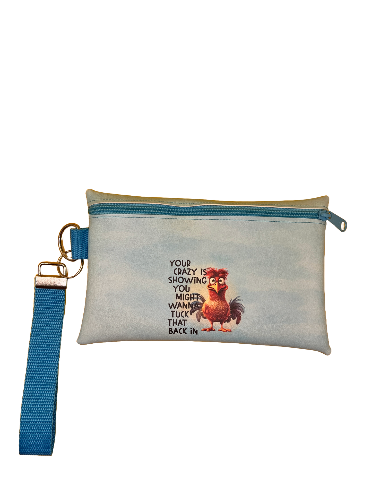 6X9 Vinyl Zipper Crazy Chicken Lady Bag Wristlet