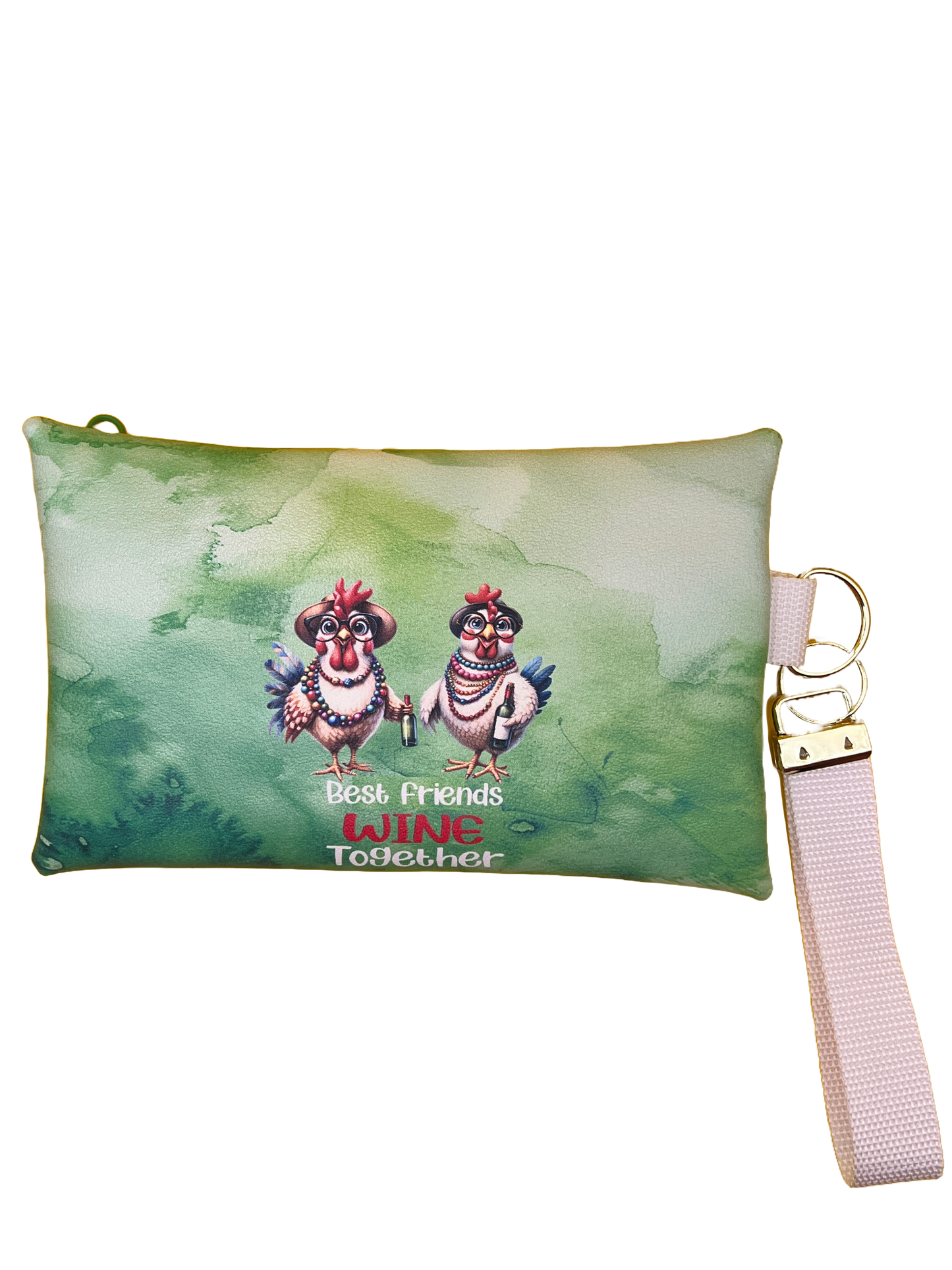 6X9 Vinyl Zipper Crazy Chicken Lady Bag Wristlet