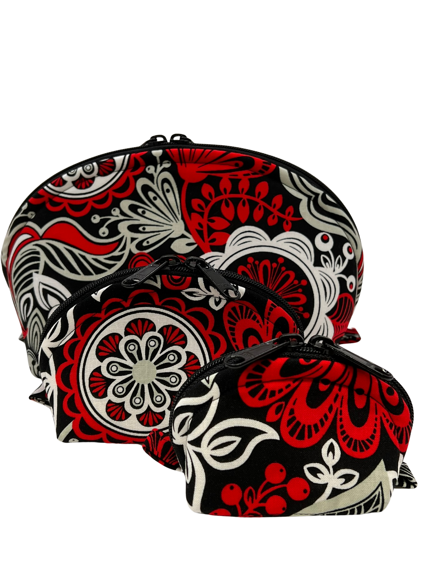 Bold Red, Black, and White Paisley Pouches