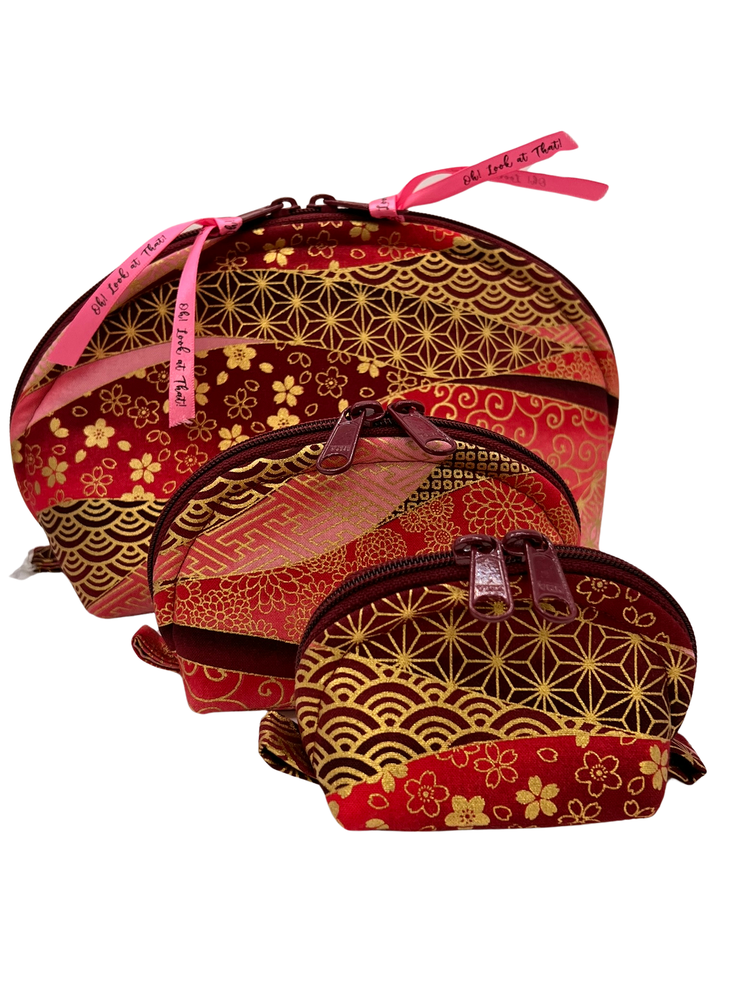 Elegant Asian-Inspired Red and Gold Pouches