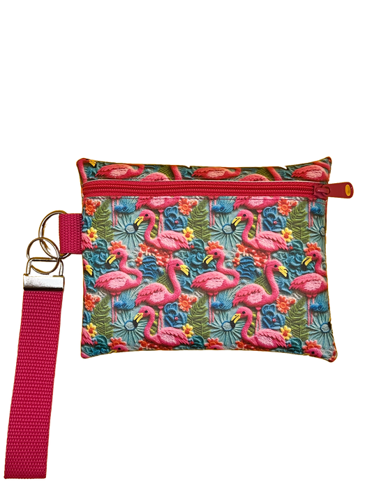 4X6 Vinyl Zipper Flamingo Bag