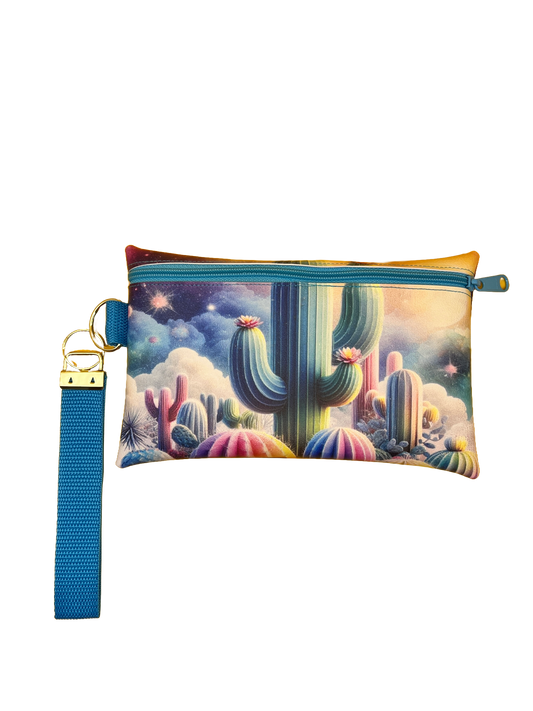 6X9 Vinyl Zipper Cactus Bag Wristlet