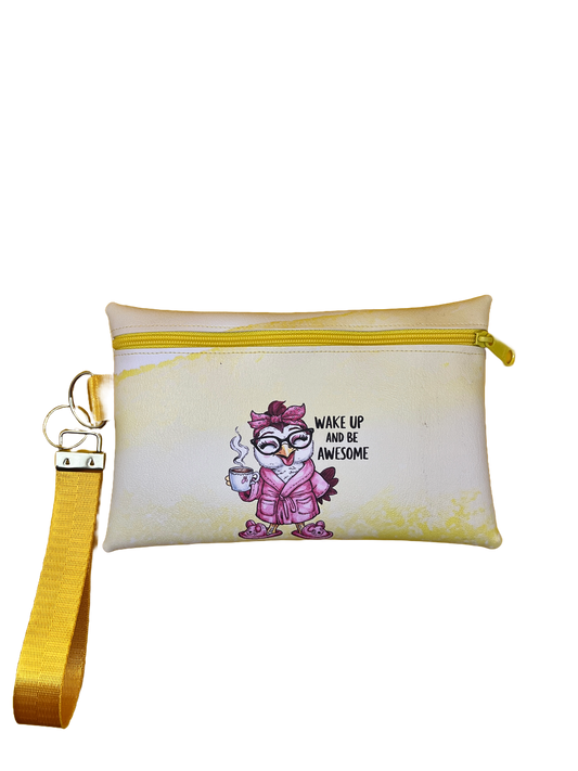6X9 Vinyl Zipper Crazy Chicken Lady Bag Wristlet
