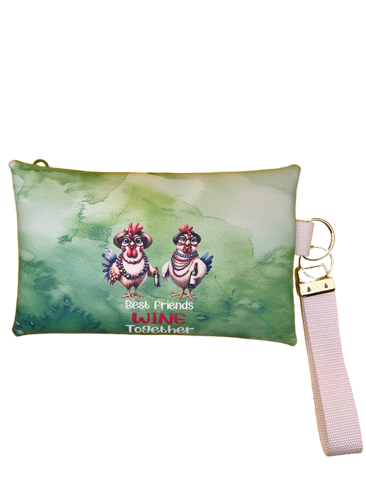 6X9 Vinyl Zipper Crazy Chicken Lady Bag Wristlet