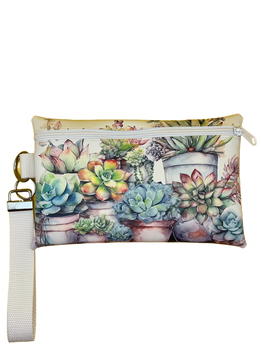 4X6 Vinyl Zipper Plant Lover Wristlet Bag