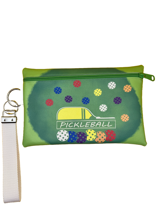6X9 Vinyl Zipper Pickleball Wristlet Bag