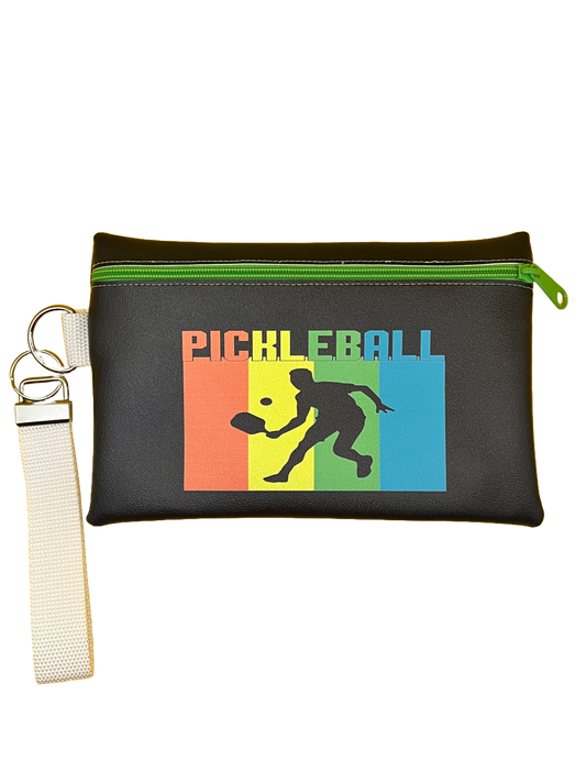 6X9 Vinyl Zipper Pickleball Wristlet Bag