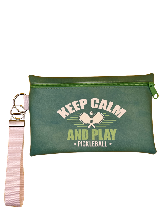 6X9 Vinyl Zipper Pickleball Wristlet Bag