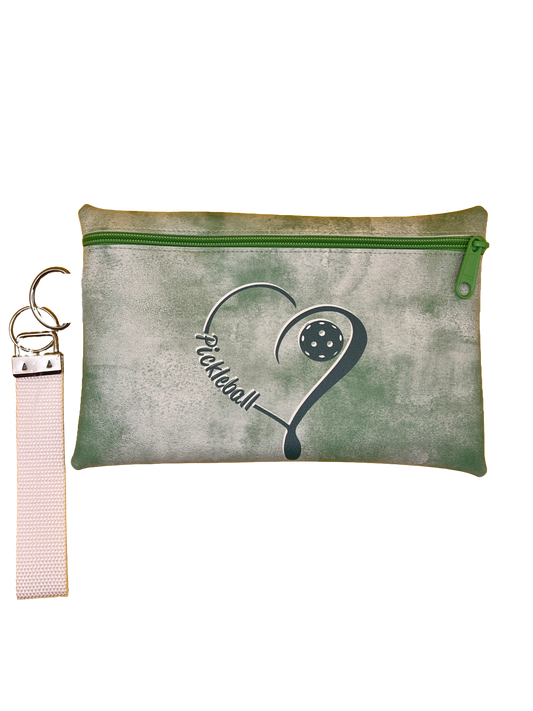 6X9 Vinyl Zipper Pickleball Wristlet Bag