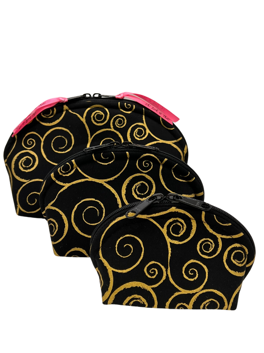 Elegant Black and Gold Spiral Pouches